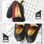 Scarpe basse uomo punta nera con strass e rivetti