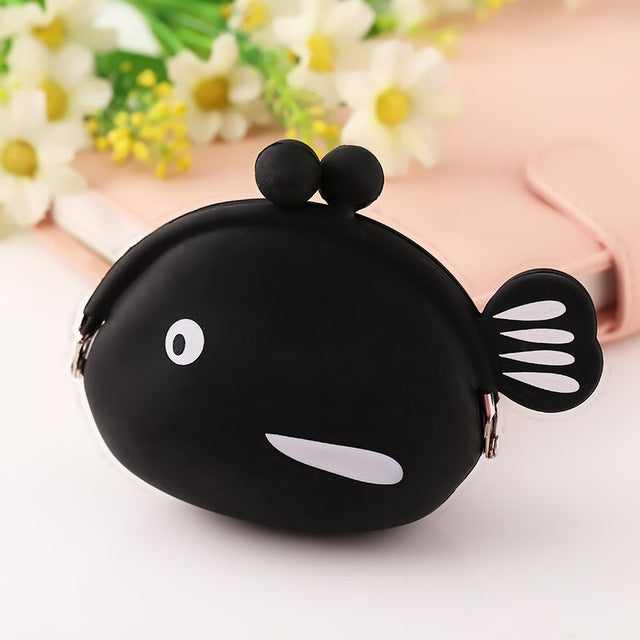Portamonete in silicone con mini pesce cartone animato