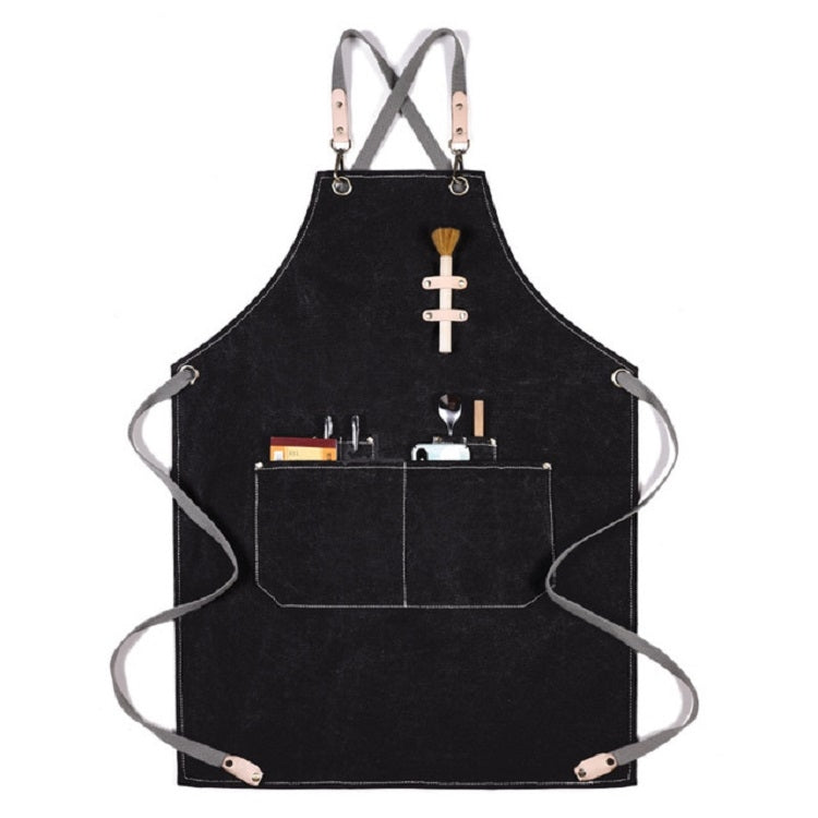 Grembiule in tela spessa con cinturino in pelle 80x56 cm