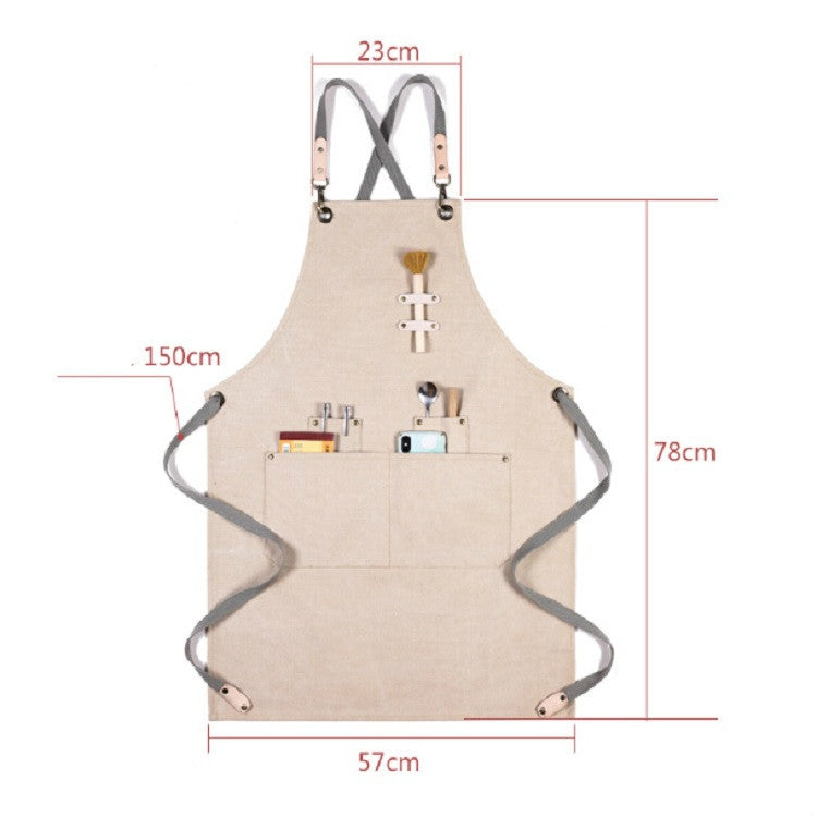 Grembiule in tela spessa con cinturino in pelle 80x56 cm