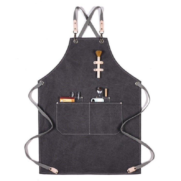Grembiule in tela spessa con cinturino in pelle 80x56 cm