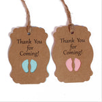Etichette festa baby shower in carta kraft 50 pezzi