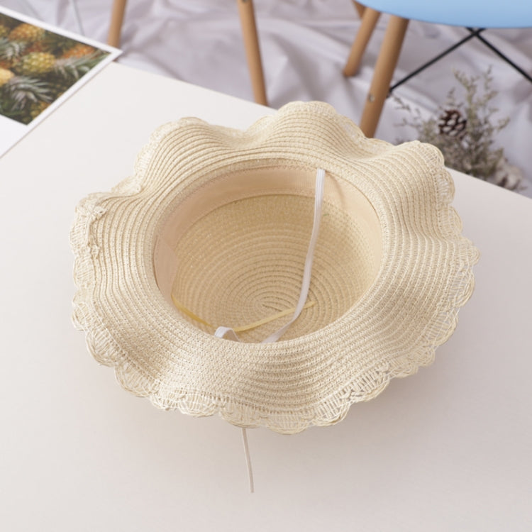 Cappello da sole estivo in paglia con bordo floreale 50-52cm