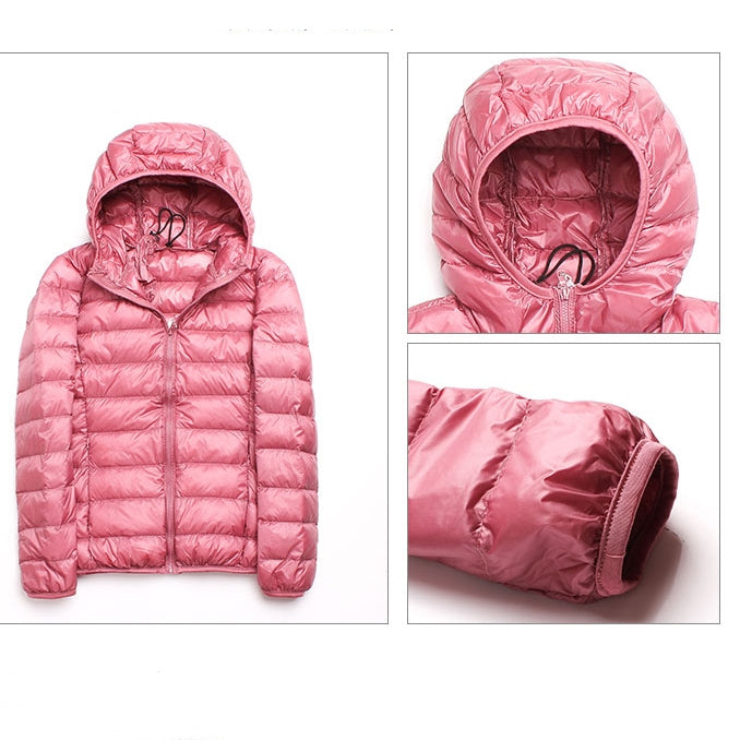 Parka donna in piumino d'anatra bianco ultra leggero