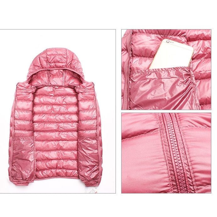 Parka donna in piumino d'anatra bianco ultra leggero