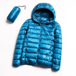 Parka donna in piumino d'anatra bianco ultra leggero