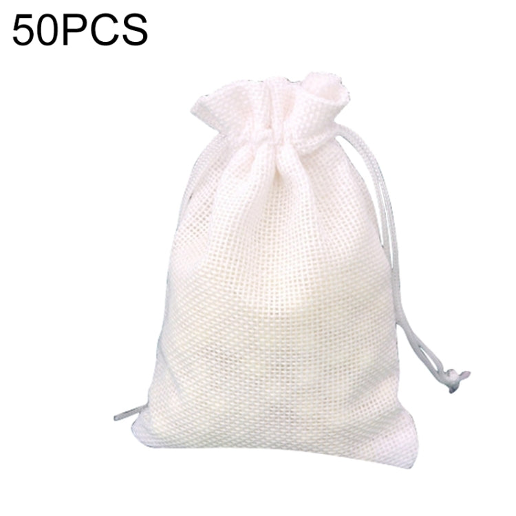 50 sacchetti regalo in lino di iuta con coulisse 10x14cm