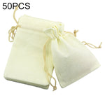 50 sacchetti regalo in lino di iuta con coulisse 10x14cm