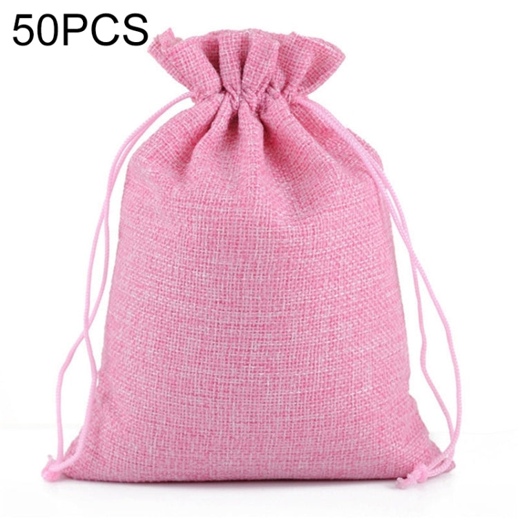 50 sacchetti regalo in lino di iuta con coulisse 10x14cm