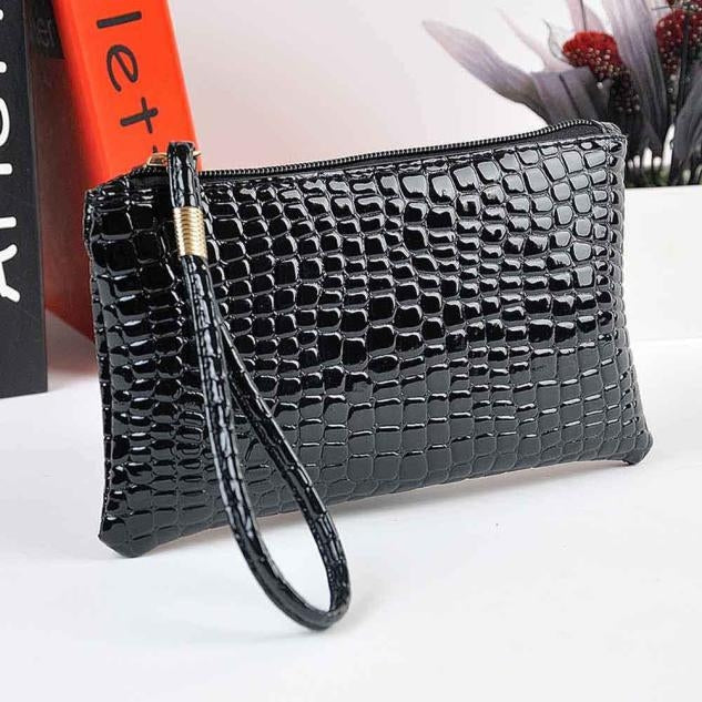 Portafoglio pochette donna motivo coccodrillo lungo