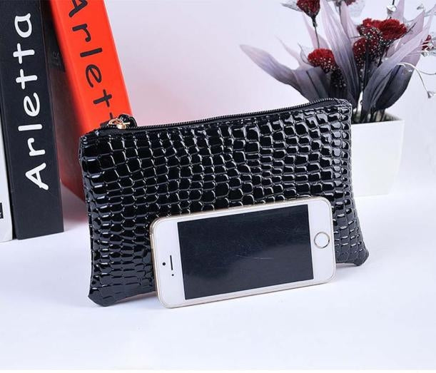 Portafoglio pochette donna motivo coccodrillo lungo