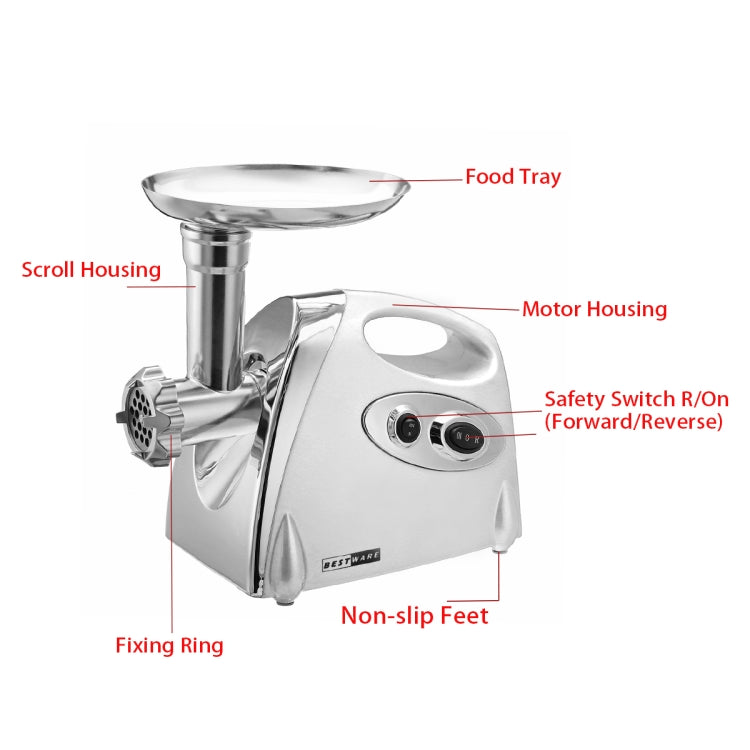 Tritacarne elettrico domestico 250W in acciaio inox