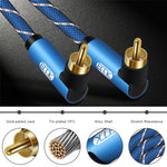 Cavo audio doppio maschio 90° intrecciato in nylon