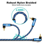 Cavo audio doppio maschio 90° intrecciato in nylon