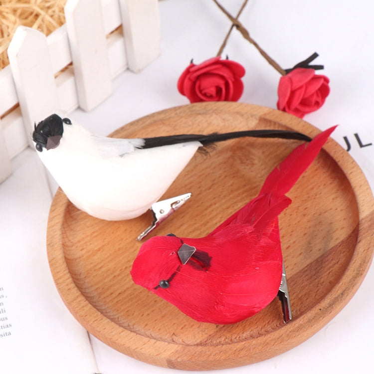Uccello decorativo artificiale con piume vere 15cm