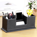 Portapenne doppio in pelle per ufficio 29x12x13 cm