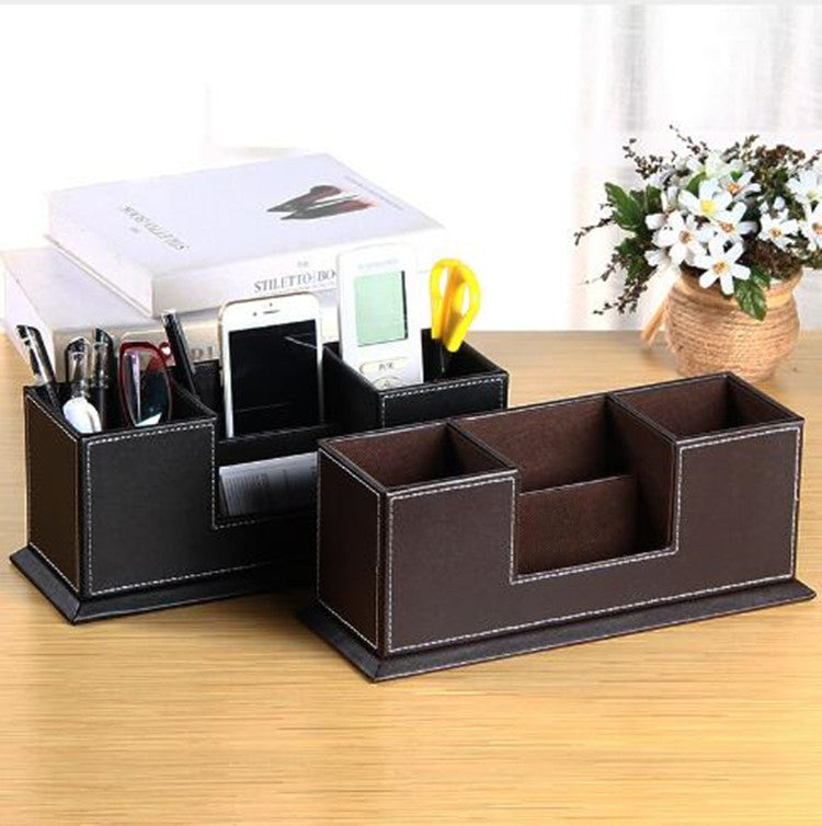 Portapenne doppio in pelle per ufficio 29x12x13 cm