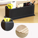 Portapenne doppio in pelle per ufficio 29x12x13 cm