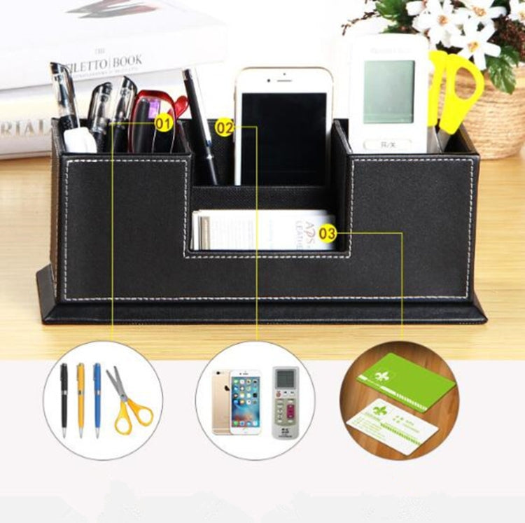 Portapenne doppio in pelle per ufficio 29x12x13 cm