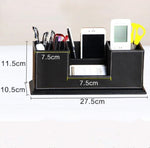 Portapenne doppio in pelle per ufficio 29x12x13 cm