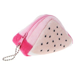 Portamonete triangolare in peluche motivo frutta 9x6 cm