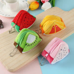 Portamonete triangolare in peluche motivo frutta 9x6 cm