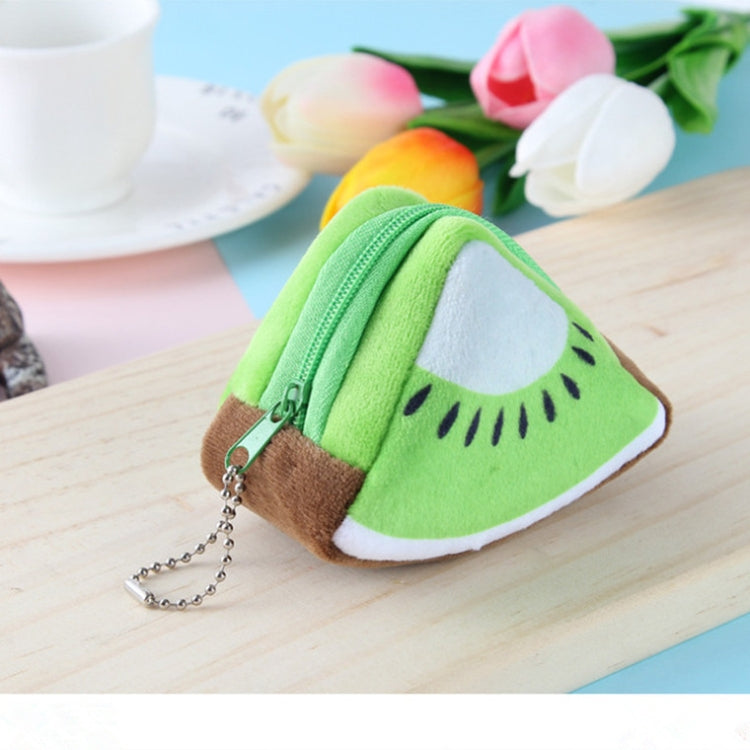 Portamonete triangolare in peluche motivo frutta 9x6 cm