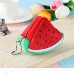 Portamonete triangolare in peluche motivo frutta 9x6 cm