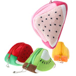 Portamonete triangolare in peluche motivo frutta 9x6 cm