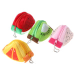 Portamonete triangolare in peluche motivo frutta 9x6 cm