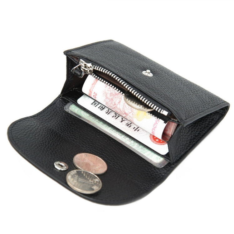 Porta carte di credito mini in pelle con tasca e cerniera