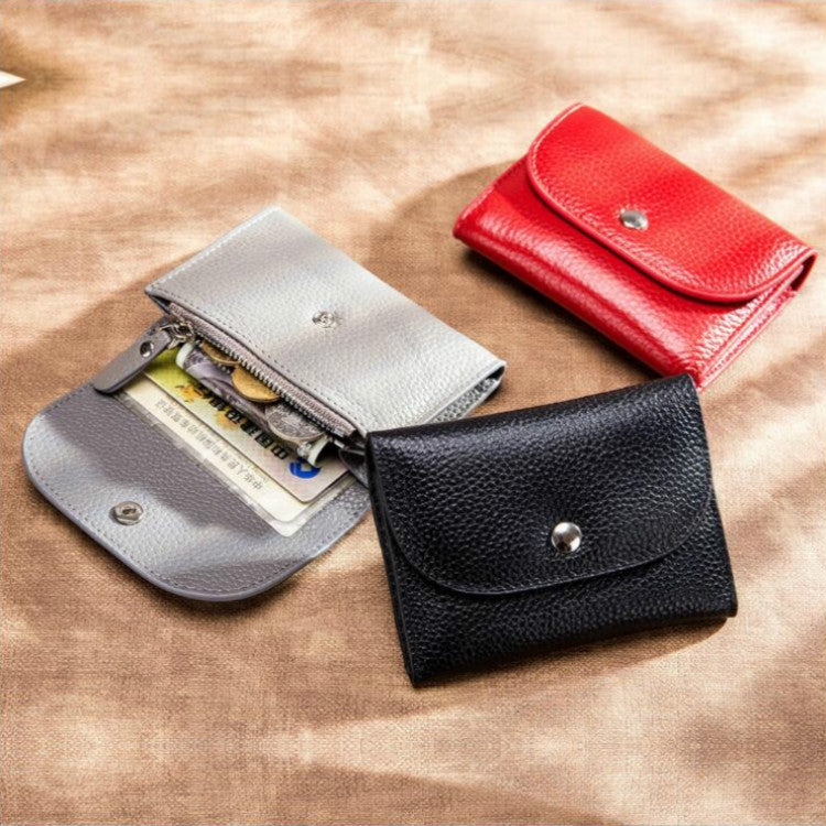 Porta carte di credito mini in pelle con tasca e cerniera