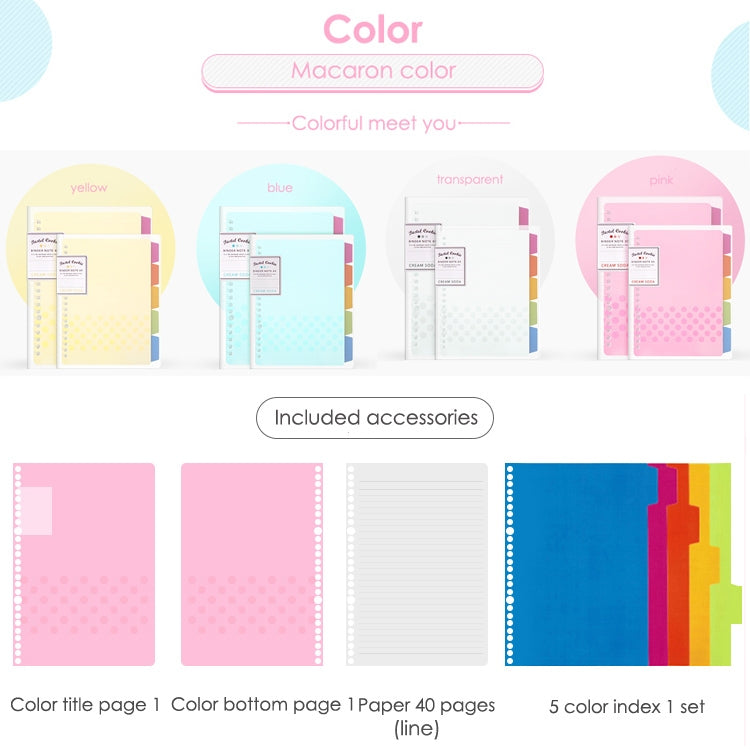 Quaderno a fogli mobili Rainbow Cookie A5 B5 A4