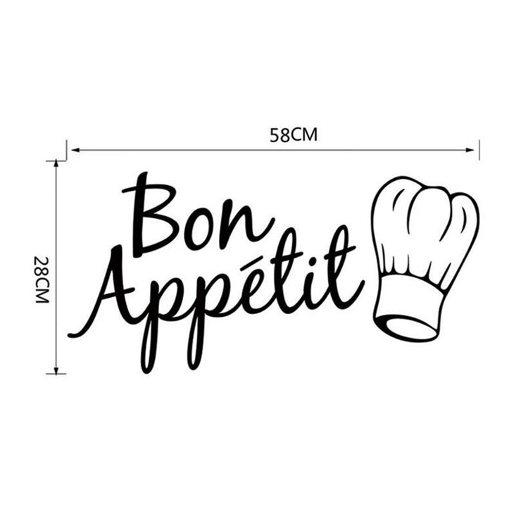 Adesivo murale cucina Bon Appetit in PVC 58x28 cm