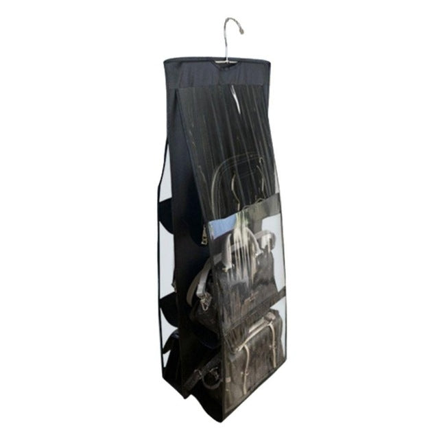 Organizer pieghevole per borsetta con 6 tasche nero grigio
