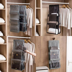 Organizer pieghevole per borsetta con 6 tasche nero grigio