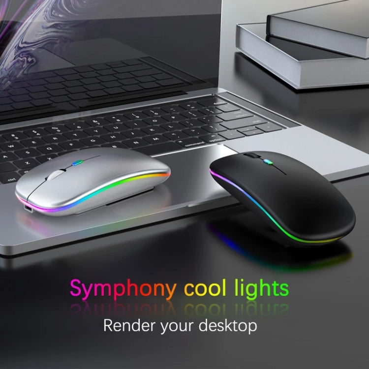 Set tastiera e mouse Bluetooth retroilluminato colorato RGB da 10 pollici per telefono cellulare/tablet, Black, White