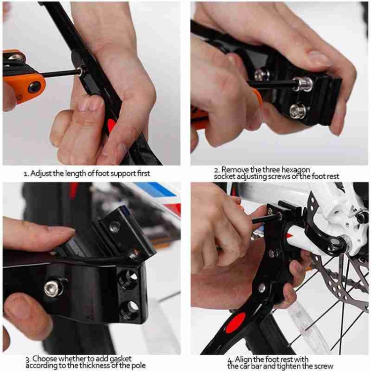 Cavalletto per mountain bike 26 pollici regolabile in alluminio nero - immagine 8