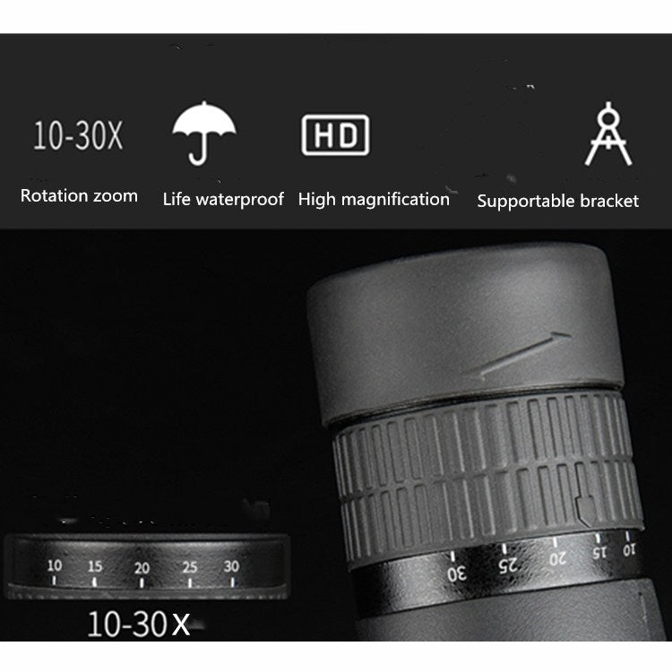 Telescopio a tubo singolo con zoom 10-30x50