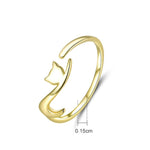 Anello aperto in argento sterling con gatto 925
