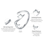 Anello aperto in argento sterling con gatto 925