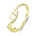 Anello aperto in argento sterling con gatto 925