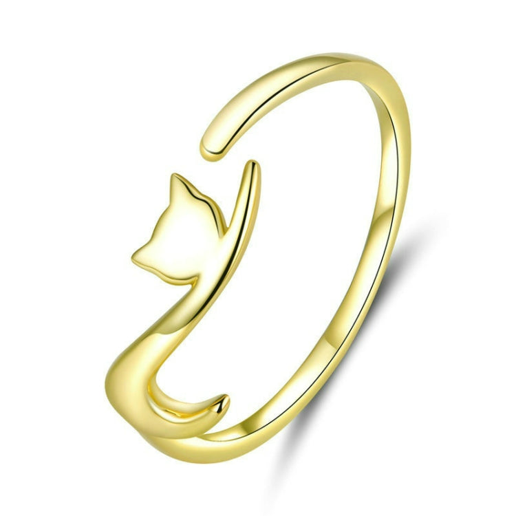Anello aperto in argento sterling con gatto 925