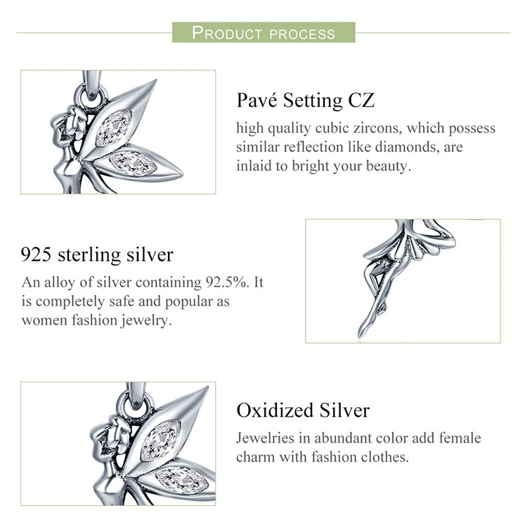 Ciondolo fata fiore in argento sterling 925 da donna