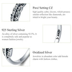 Anello donna aperto a foglia in argento S925 con zircone
