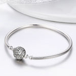 Bracciale rigido in argento sterling S925 con zirconi 17-20 cm