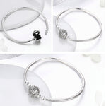 Bracciale rigido in argento sterling S925 con zirconi 17-20 cm
