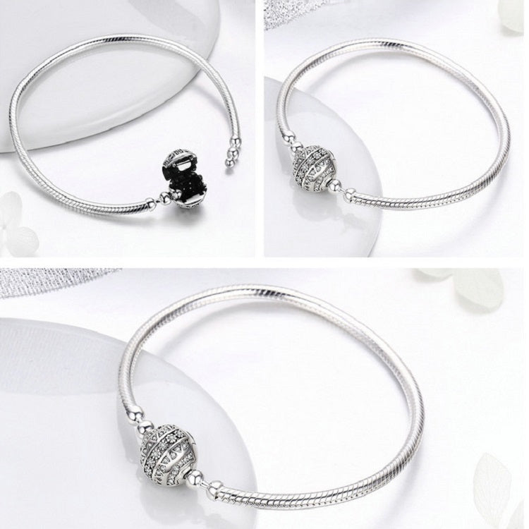 Bracciale rigido in argento sterling S925 con zirconi 17-20 cm