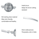 Bracciale rigido in argento sterling S925 con zirconi 17-20 cm