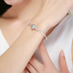 Bracciale rigido in argento sterling S925 con zirconi 17-20 cm
